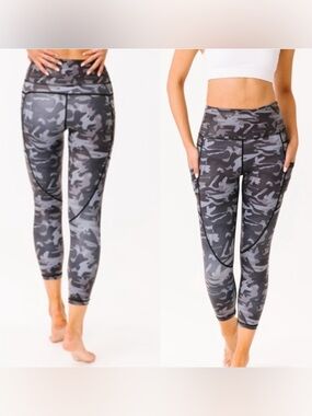 ZYIA Black Camo Metallic Pocket Light n Tight Hi-Rise Size 4